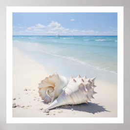 Conch shell bij het strand poster