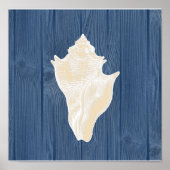 Conch Shell  Blue Wood Beach Poster (Voorkant)