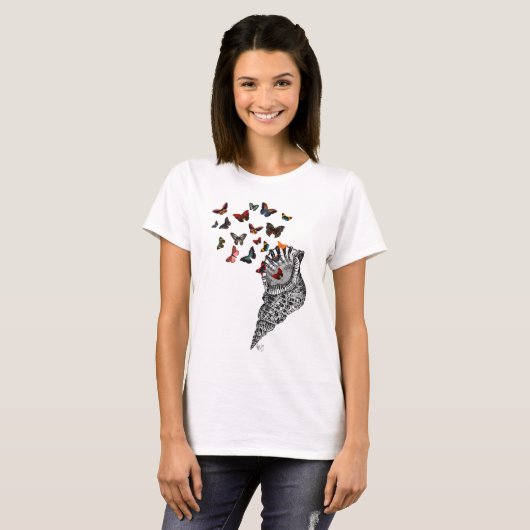 Conch Shell en Butterflies 2 T-shirt (Voorkant volledig)