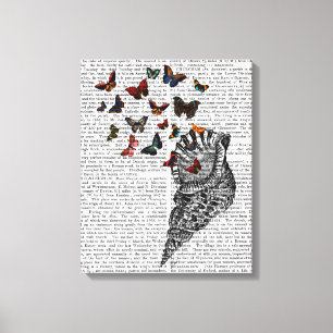 Conch Shell en Butterflies Canvas Afdruk