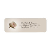 Conch Shell-foto op bruin retourlabel Etiket (Voorkant)