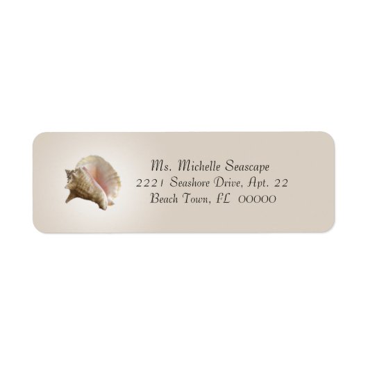 Conch Shell-foto op bruin retourlabel Etiket (Voorkant)