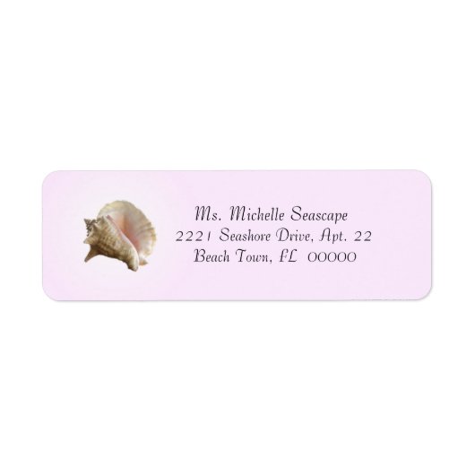 Conch Shell-foto op roze retourlabel Etiket (Voorkant)
