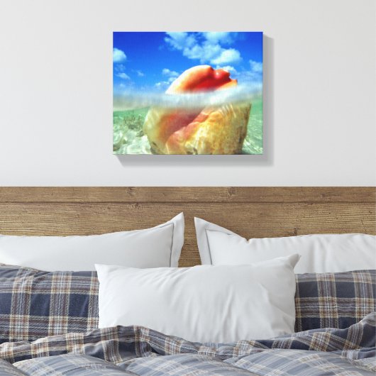 Conch Shell High Tide Canvas (Insitu (Slaapkamer))