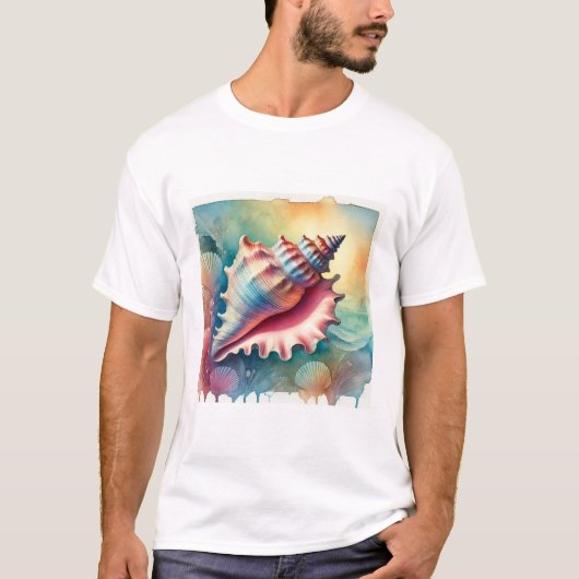 Conch Shell in Vibrant Waters 041024AREF112 - Wate T-shirt (Voorkant)