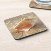 Conch Shell in zand op tropisch strand Bier Onderzetter (Linkerzijde)
