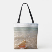 Conch Shell in zand op tropisch strand Tote Bag (Achterkant)