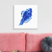 Conch Shell, Indigo Blue en White Canvas Afdruk (Insitu (Woonkamer))