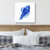 Conch Shell, Indigo Blue en White Canvas Afdruk (Insitu (Slaapkamer))