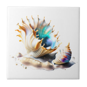 Conch shell iriserende 3D single groot strand zee Tegeltje