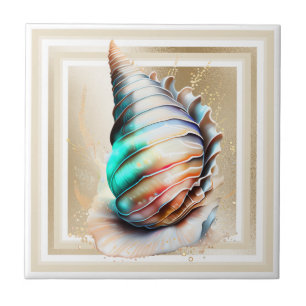 Conch shell iriserende moeder parel gouden shimmer tegeltje