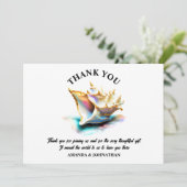 Conch shell iriserende strand schelpen nautische bedankkaart (Staand voorkant)