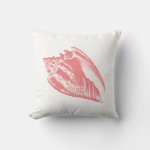 Conch Shell - koraalroze en wit Kussen