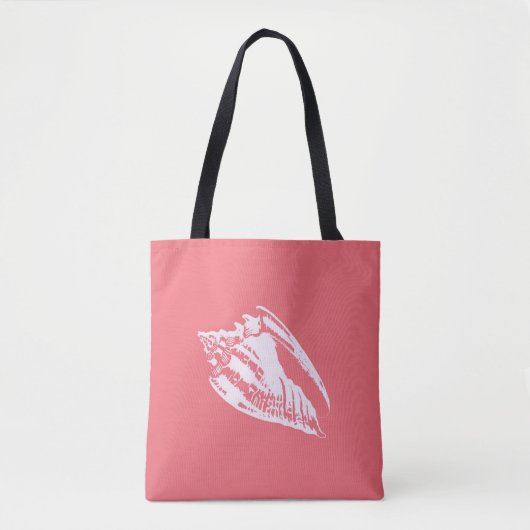 Conch Shell - koraalroze en wit Tote Bag (Voorkant)