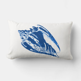 Conch Shell - marineblauw en wit Kussen