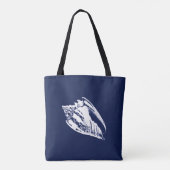 Conch Shell - marineblauw en wit Tote Bag (Achterkant)