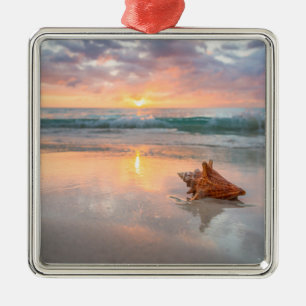 Conch Shell op de Beach   Jamaica Metalen Ornament