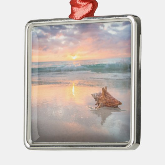Conch Shell op de Beach | Jamaica Metalen Ornament (Links)