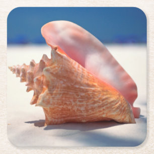 Conch Shell op strand 2 Kartonnen Onderzetters