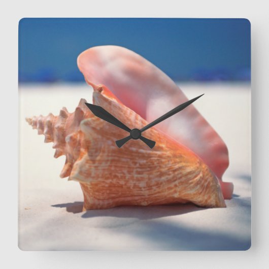 Conch Shell op strand 2 Vierkante Klok (Voorkant)