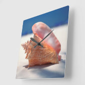 Conch Shell op strand 2 Vierkante Klok (Hoek)