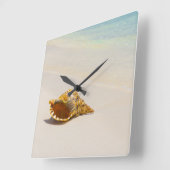 Conch Shell op strand 3 Vierkante Klok (Hoek)
