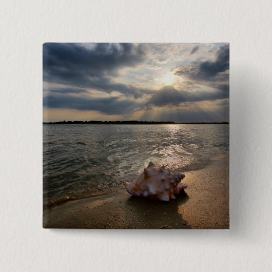 Conch Shell op strand | St. Augustinus, Fl Vierkante Button 5,1 Cm (Voorkant)