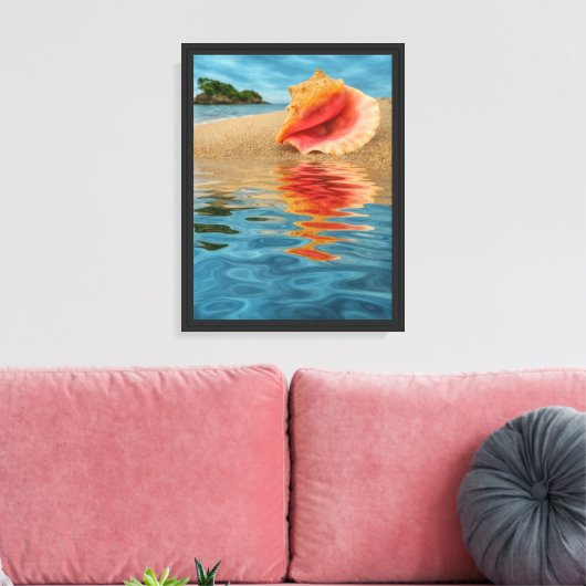 Conch Shell Reflection Beach Canvas Afdruk (Insitu (Woonkamer))
