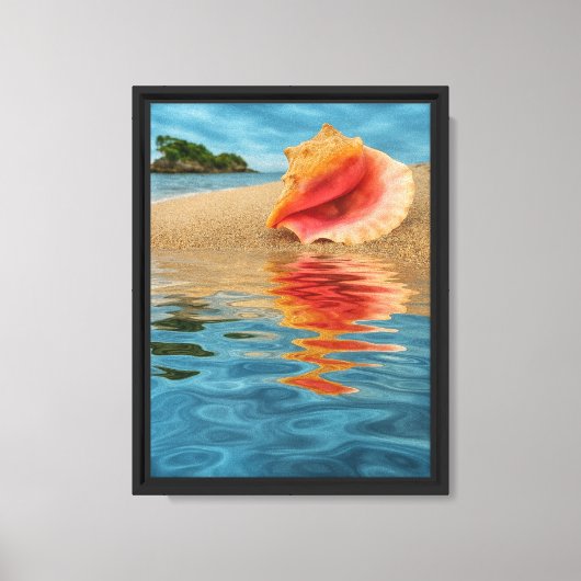 Conch Shell Reflection Beach Canvas Afdruk (Voorkant)