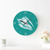 Conch Shell - turquoise en white Grote Klok (Huis)