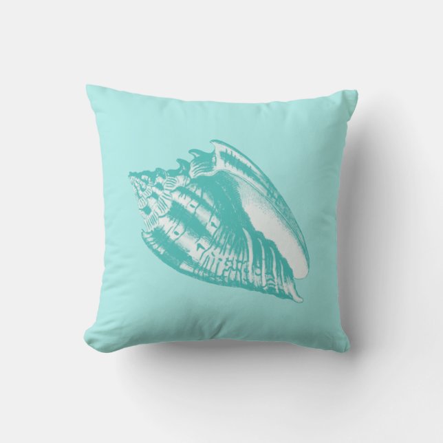 Conch Shell - zachte aqua en wit Kussen (Voorkant)