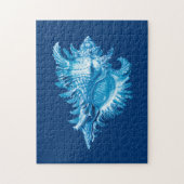 Conch Shell Zee Life Print, Indigo Blue en White Legpuzzel (Verticaal)