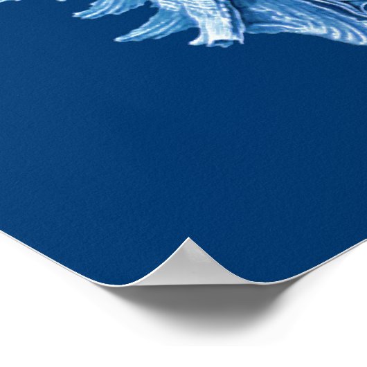 Conch Shell Zee Life Print, Indigo Blue en White Poster (Hoek)