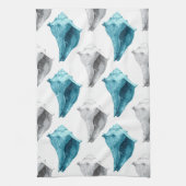 Conch Shells in Aqua & Grey Theedoek (Verticaal)