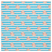 Conch Shells op Blue Stripes Coastal Stof (Swatch)