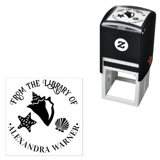 Conch Zeester Schelp Strand Bibliotheek Rnd Zelfinktende Stempel (In situ)