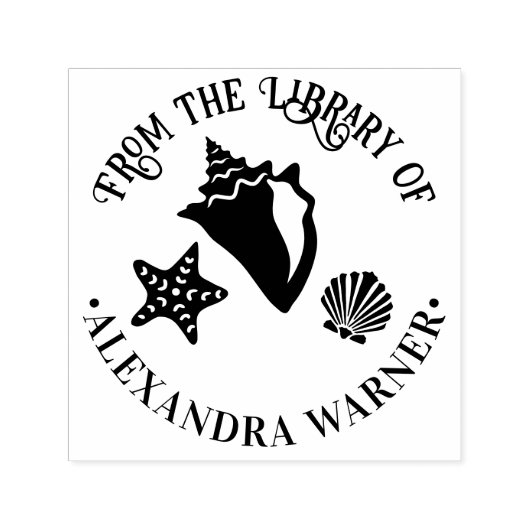Conch Zeester Schelp Strand Bibliotheek Rnd Zelfinktende Stempel (Design)