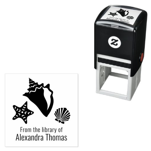 Conch Zeester Schelp Strand Bibliotheek Zelfinktende Stempel (In situ)