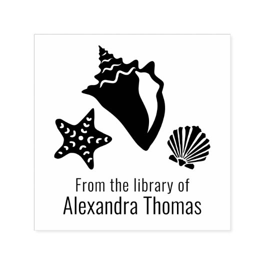 Conch Zeester Schelp Strand Bibliotheek Zelfinktende Stempel (Design)