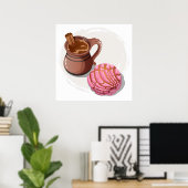 Concha Pan Dulce & Traditionele Champurrado Mok Poster (Thuiskantoor)