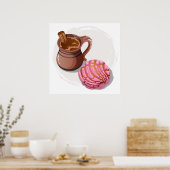 Concha Pan Dulce & Traditionele Champurrado Mok Poster (Keuken)