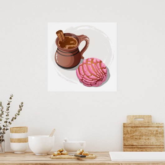Concha Pan Dulce & Traditionele Champurrado Mok Poster (Keuken)
