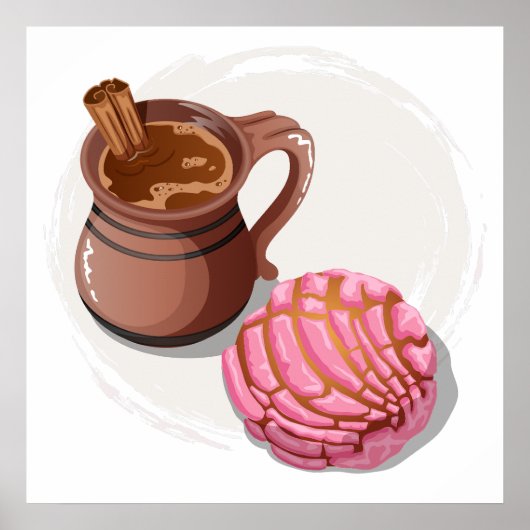 Concha Pan Dulce & Traditionele Champurrado Mok Poster (Voorkant)