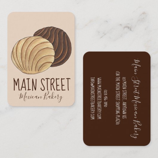 Conchas Mexicaanse Pan Dulce Brood Panadería Bakke Visitekaartje (Voorkant / Achterkant)