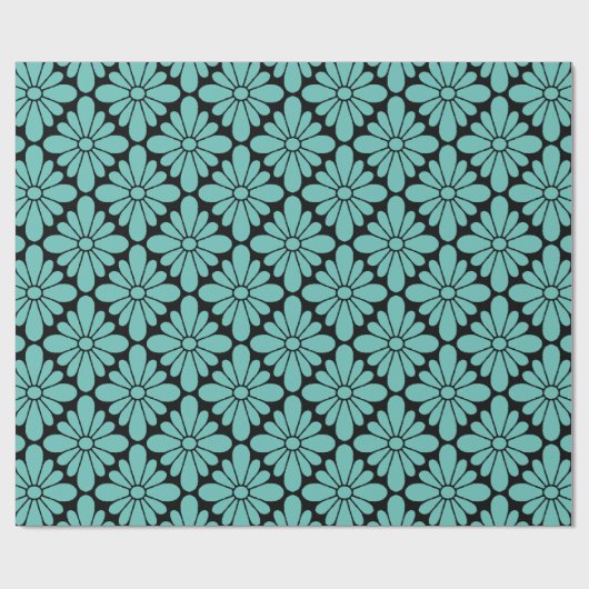 Concho Flower Pattern Aqua Cadeaupapier (Vlak)