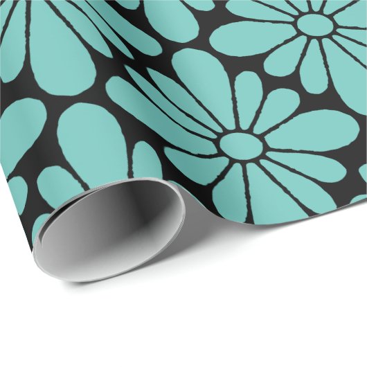 Concho Flower Pattern Aqua Cadeaupapier (Rol Hoek)