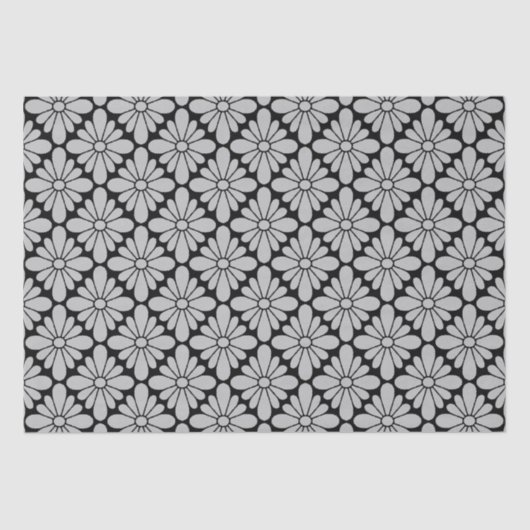 Concho Flower Pattern Grey Tissuepapier (Voorkant)