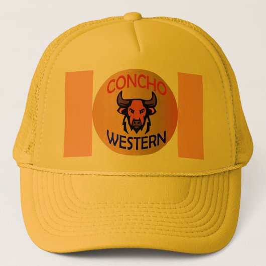 Concho Western Bull Logo - Rustieke Cowboy Ranch Trucker Pet (Voorkant)