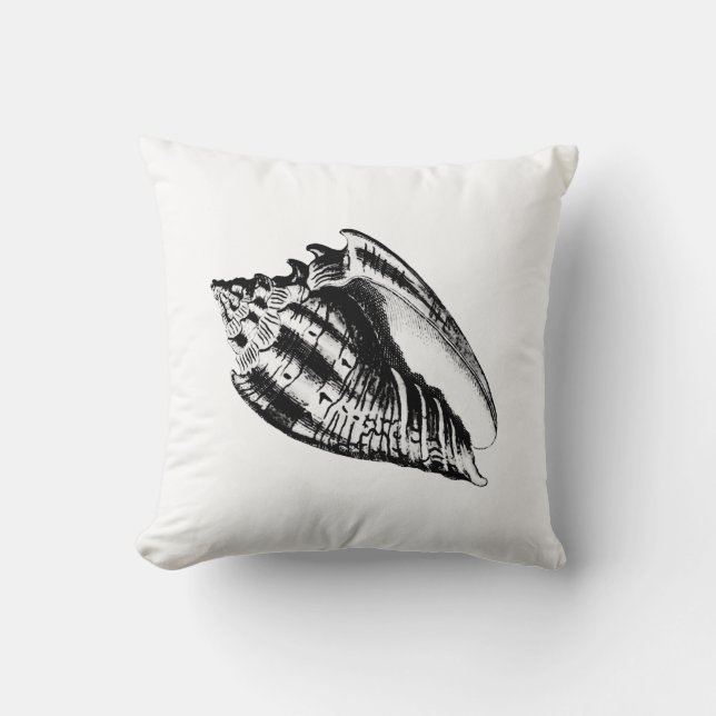 Conchschelp - zwart en wit kussen (Voorkant)