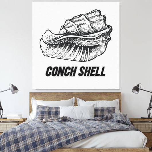 Conchshell ontwerp canvas afdruk (Insitu (Slaapkamer))